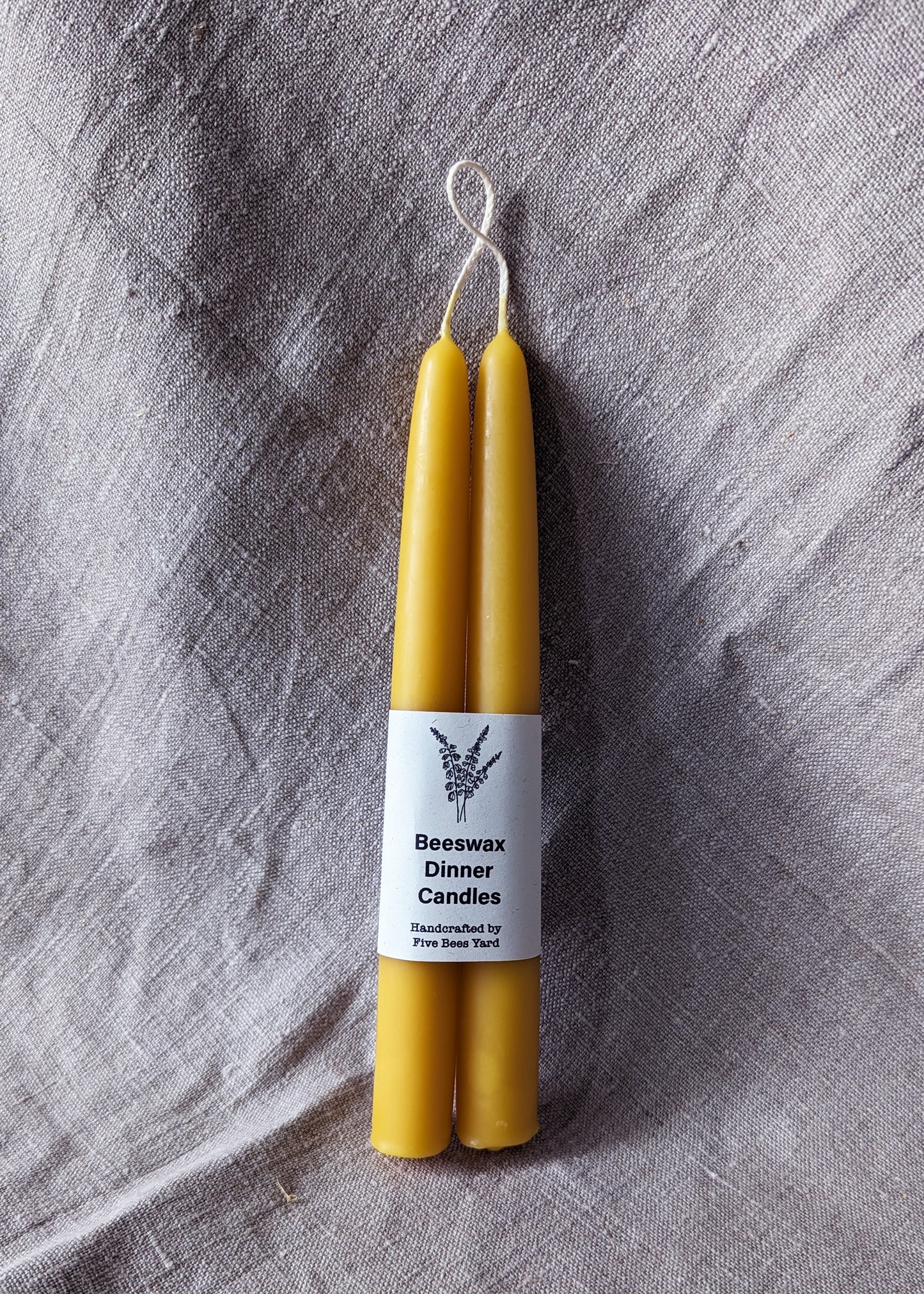 Beeswax pair of hand dipped dinner candles