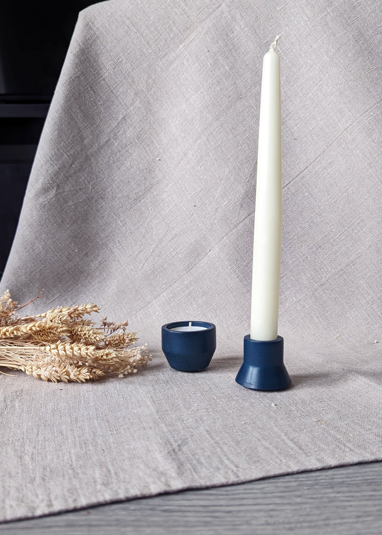 Duo taper candle holder set - ocean blue