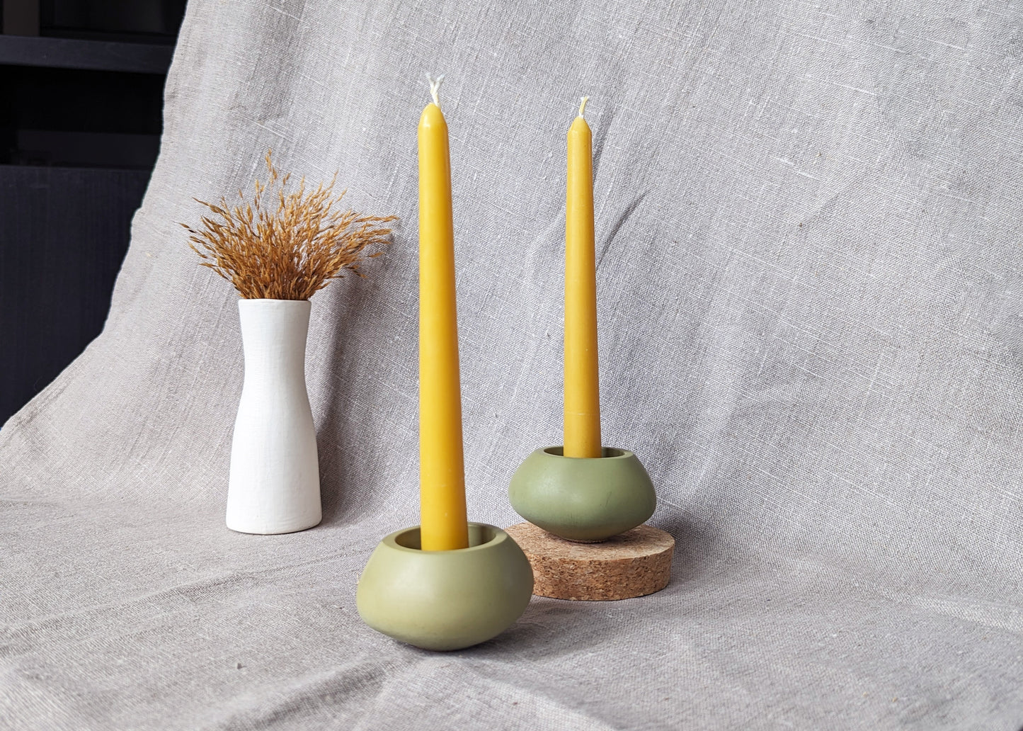 Votsalo 2 in 1 concrete candle holder - Olive green (Size: small)