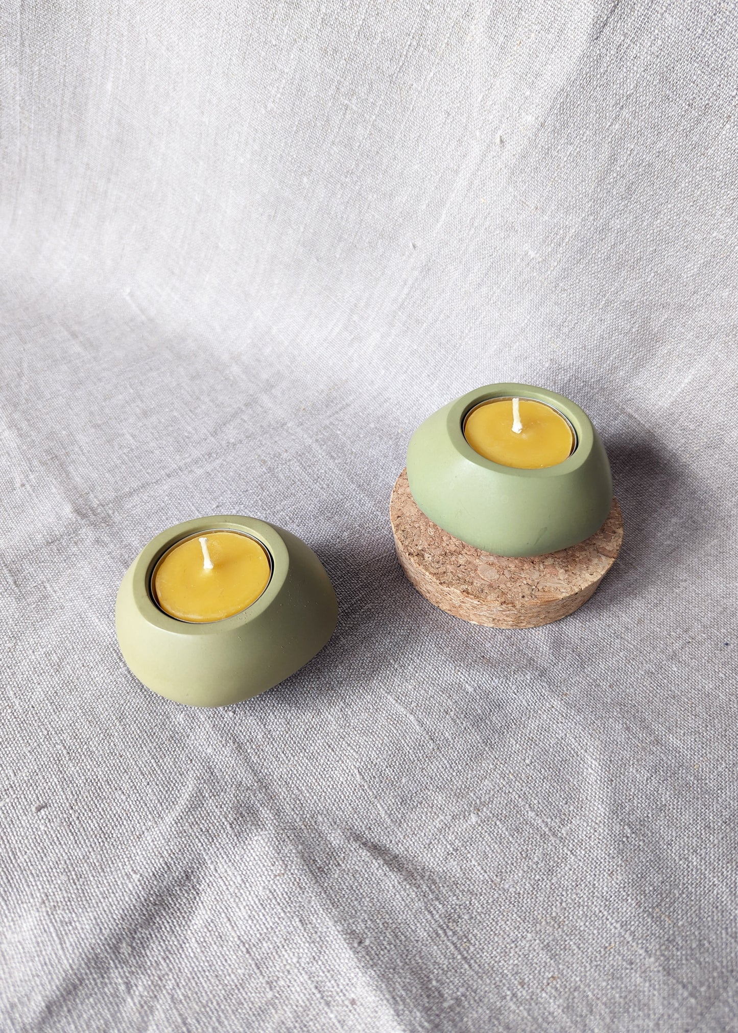 Votsalo 2 in 1 concrete candle holder - Olive green (Size: small)