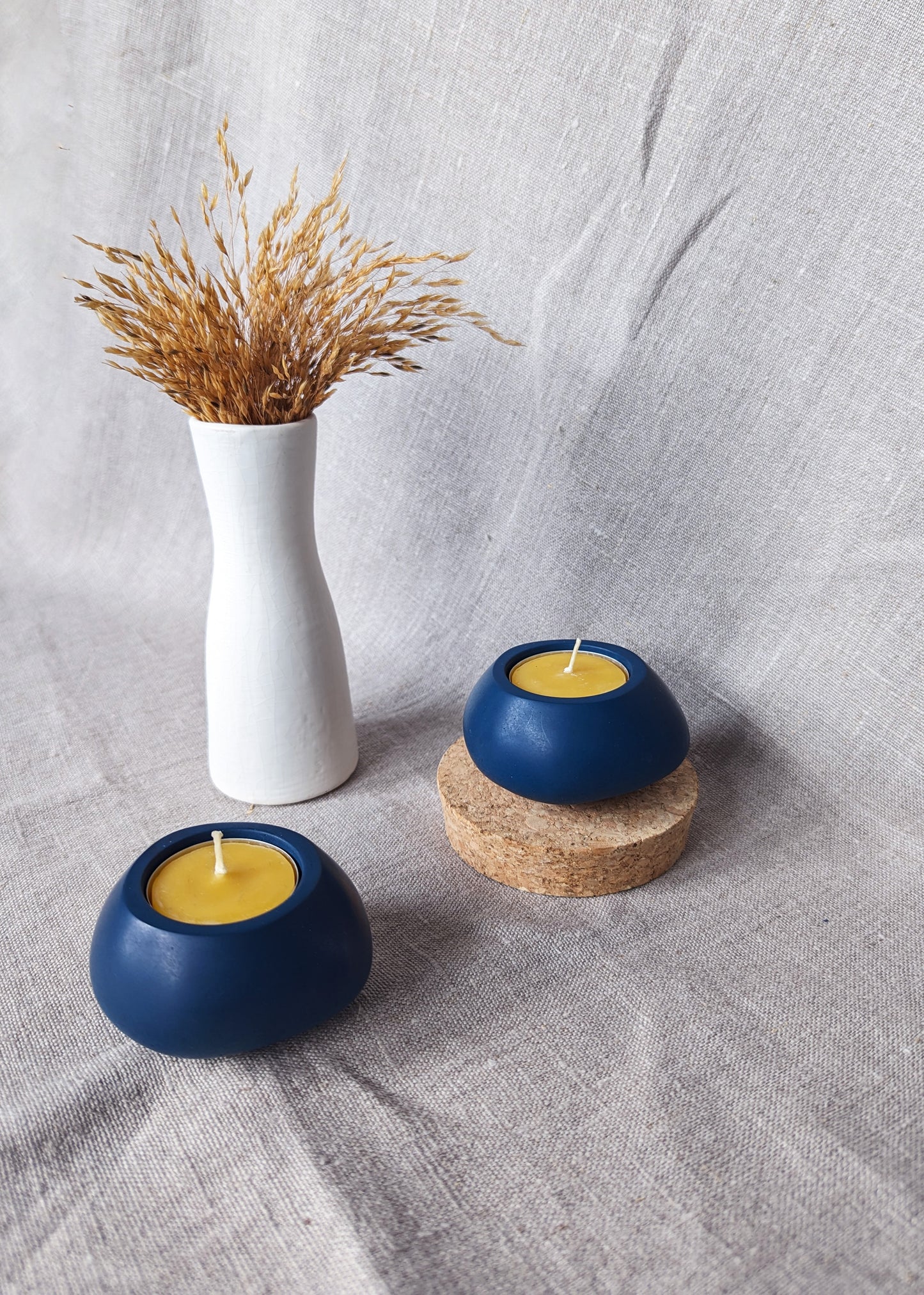 Votsalo 2 in 1 concrete candle holder - Ocean blue (Size: small)