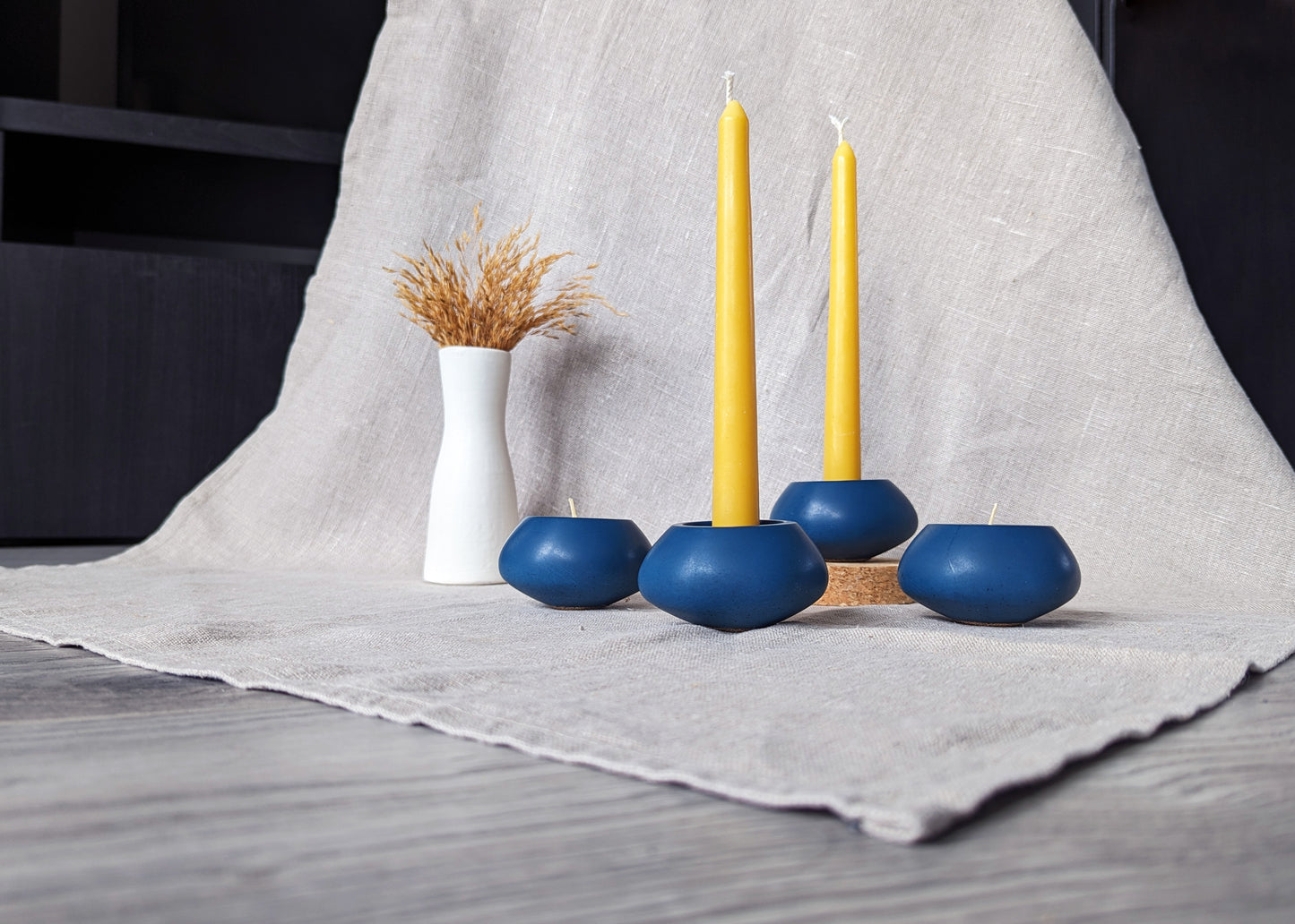 Votsalo 2 in 1 concrete candle holder - Ocean blue (Size: small)