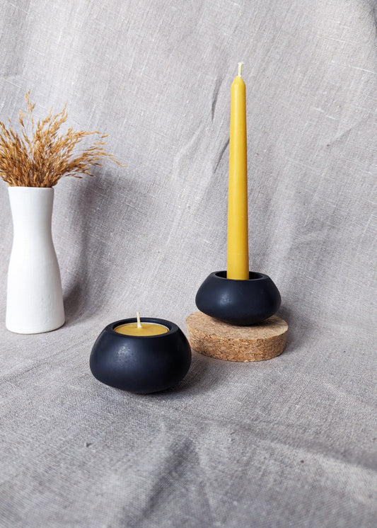 Votsalo 2 in 1 concrete candle holder - Onyx black (Size: small)