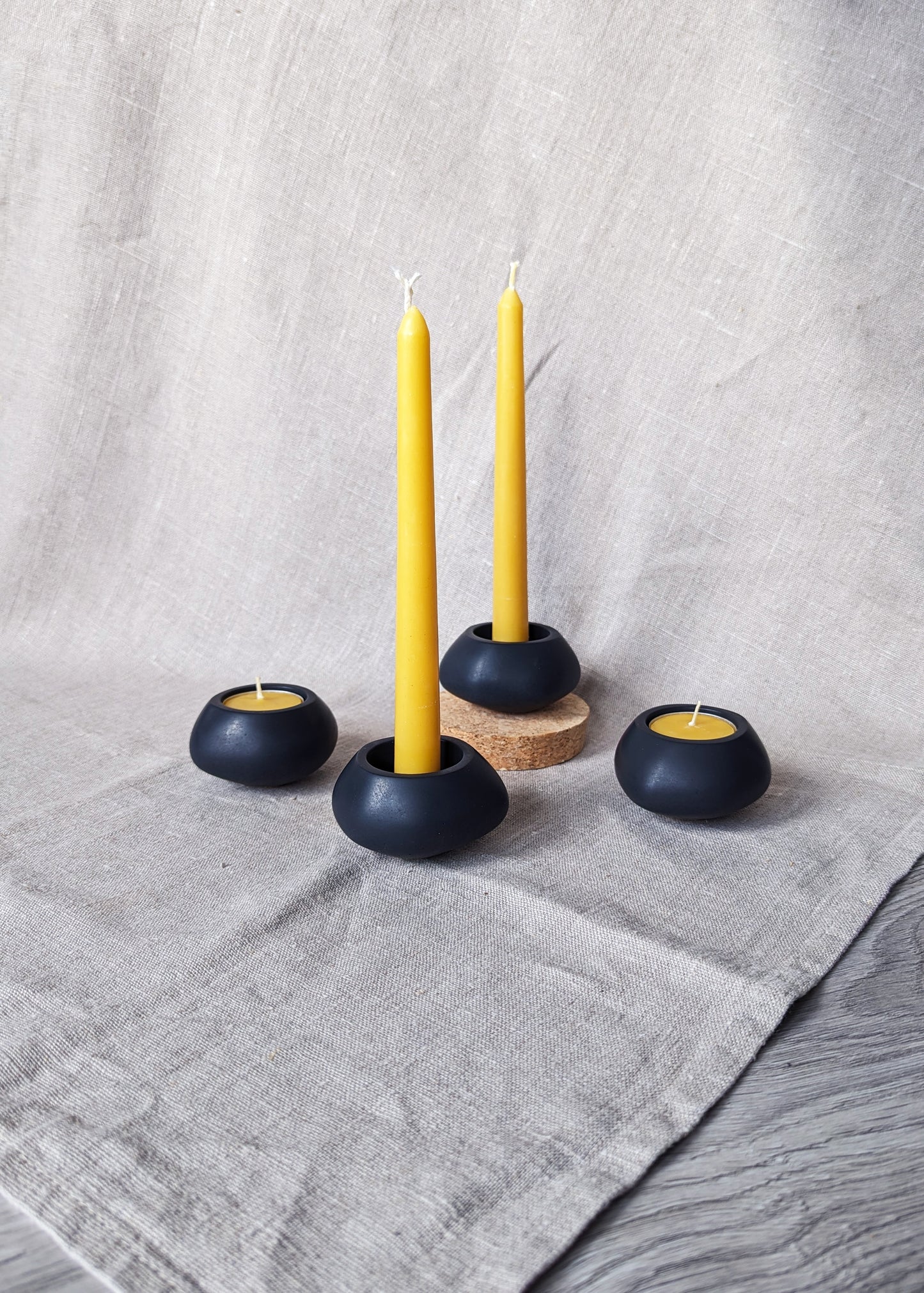 Votsalo 2 in 1 concrete candle holder - Onyx black (Size: small)