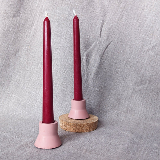 Duo taper candle holder set - cinnamon rose