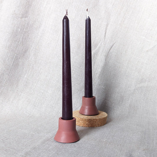 Duo taper candle holder set - red ochre