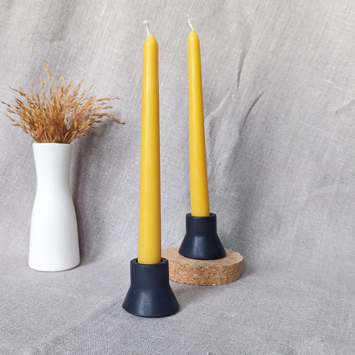 Duo taper candle holder set - onyx black