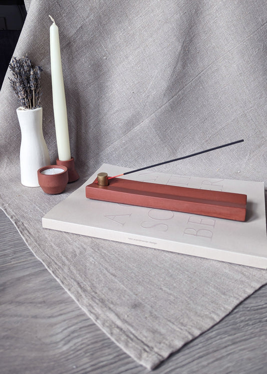 Aura incense burner - red ochre