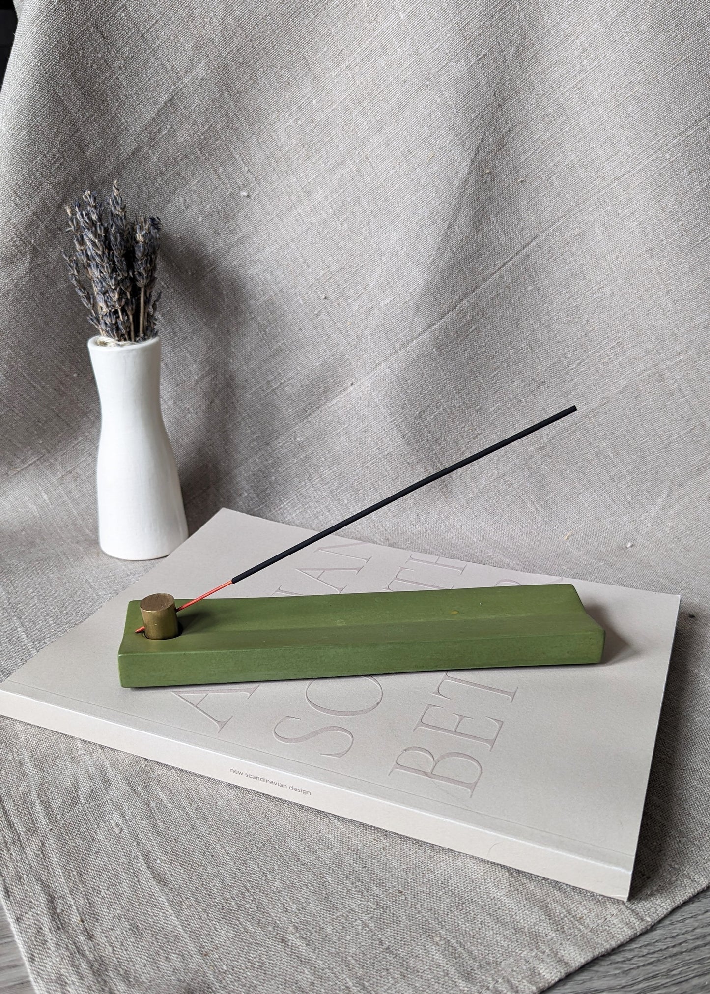 Aura incense burner - olive green