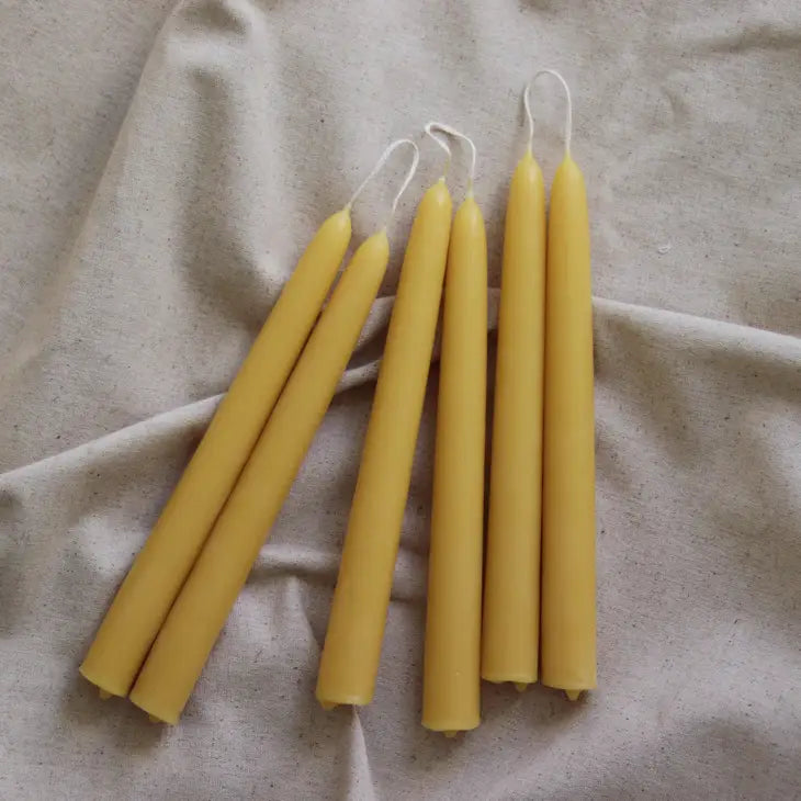 Beeswax pair of hand dipped dinner candles