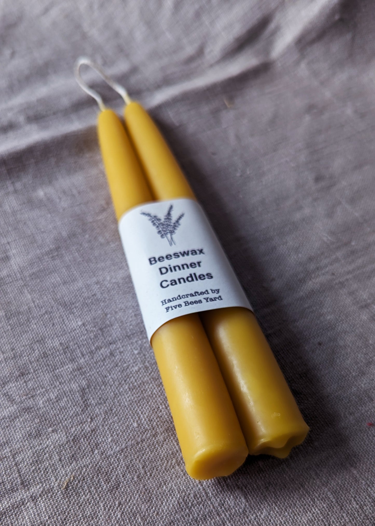 Beeswax pair of hand dipped dinner candles