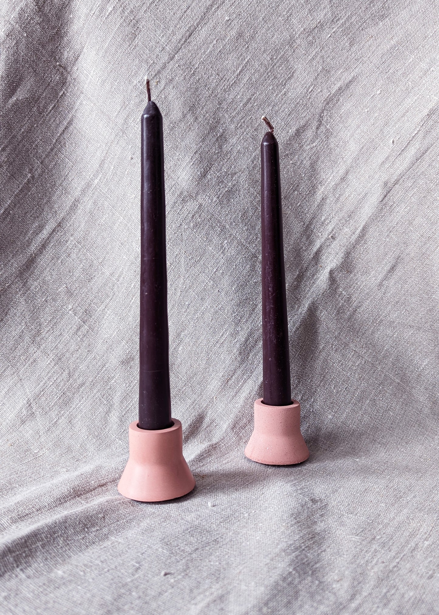 Duo taper candle holder set - cinnamon rose