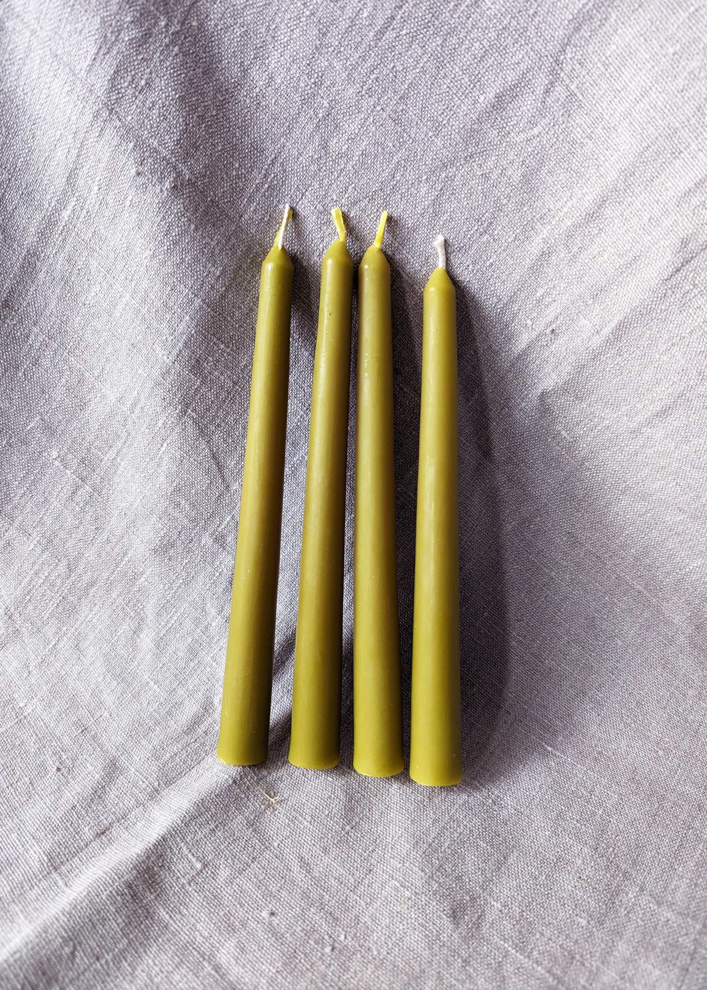 Beeswax taper dinner candle - olive