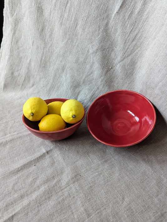 [Sample] Ceramic red bowl (15cm)