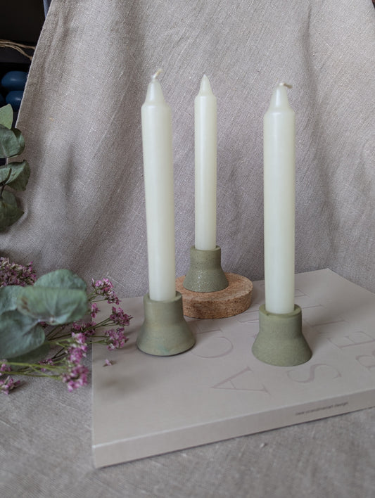 [Second] Duo dinner candle holder set of three - olive green