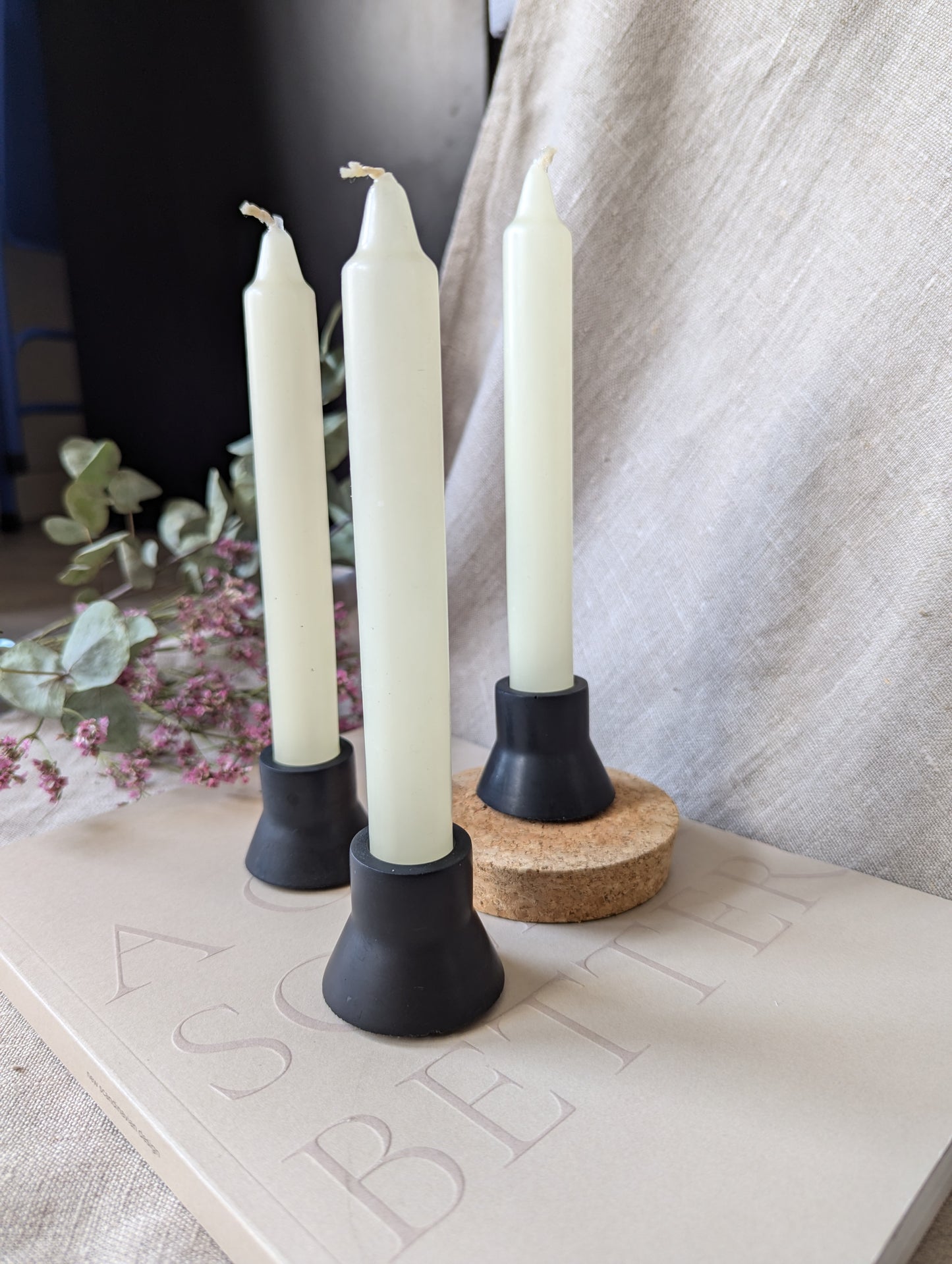 [Second] Duo dinner candle holder set of three - onyx black