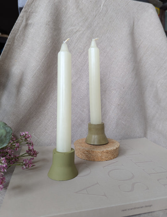 [Second] Duo dinner candle holder set of two - Olive green