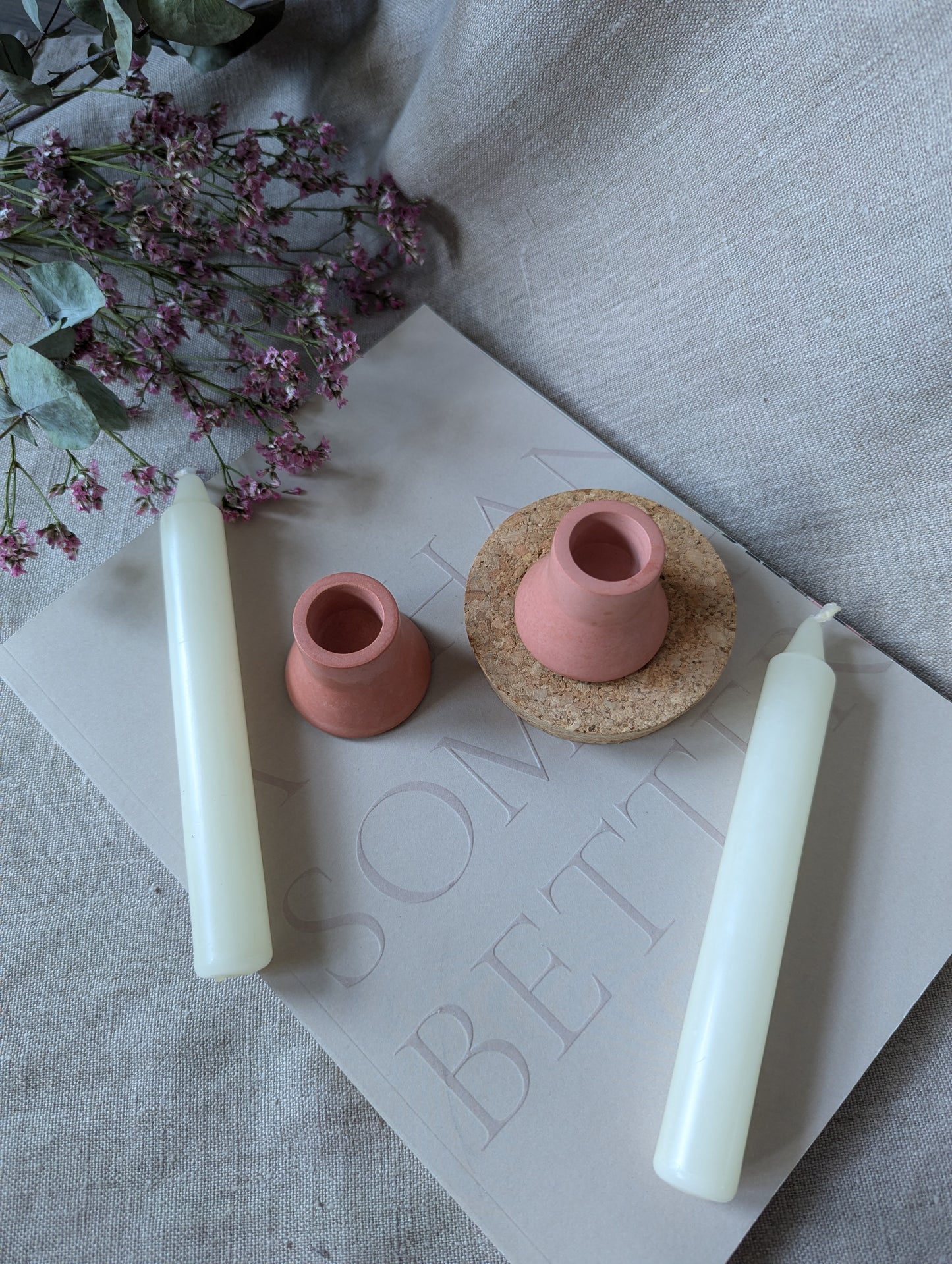 [Second] Duo dinner candle holder set of two - cinnamon rose