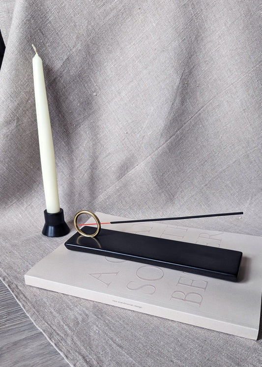 Selene incense burner - onyx black