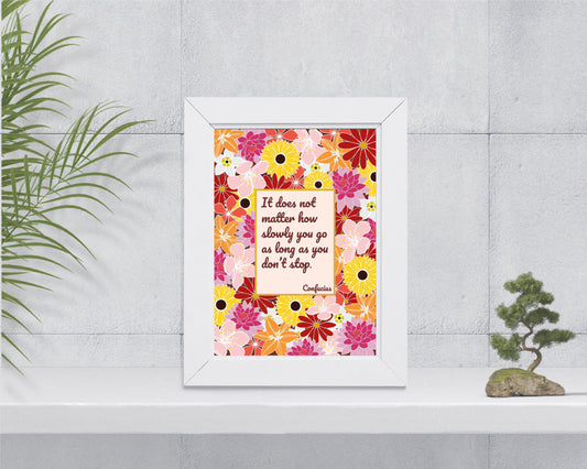 Confucius floral wall art | A5 quote print for home office