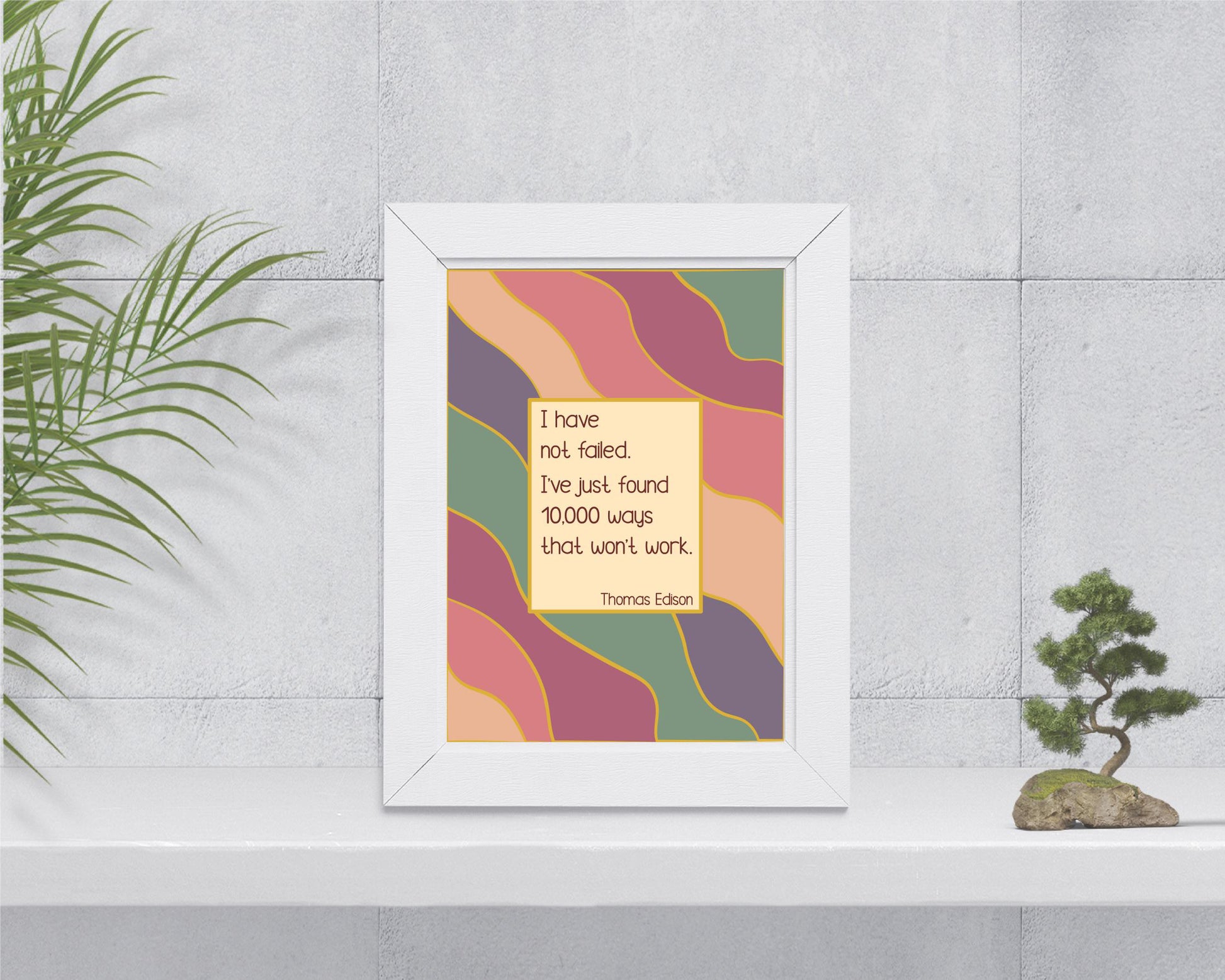 Thomas Edison inspirational wall art | A5 quote print for home office