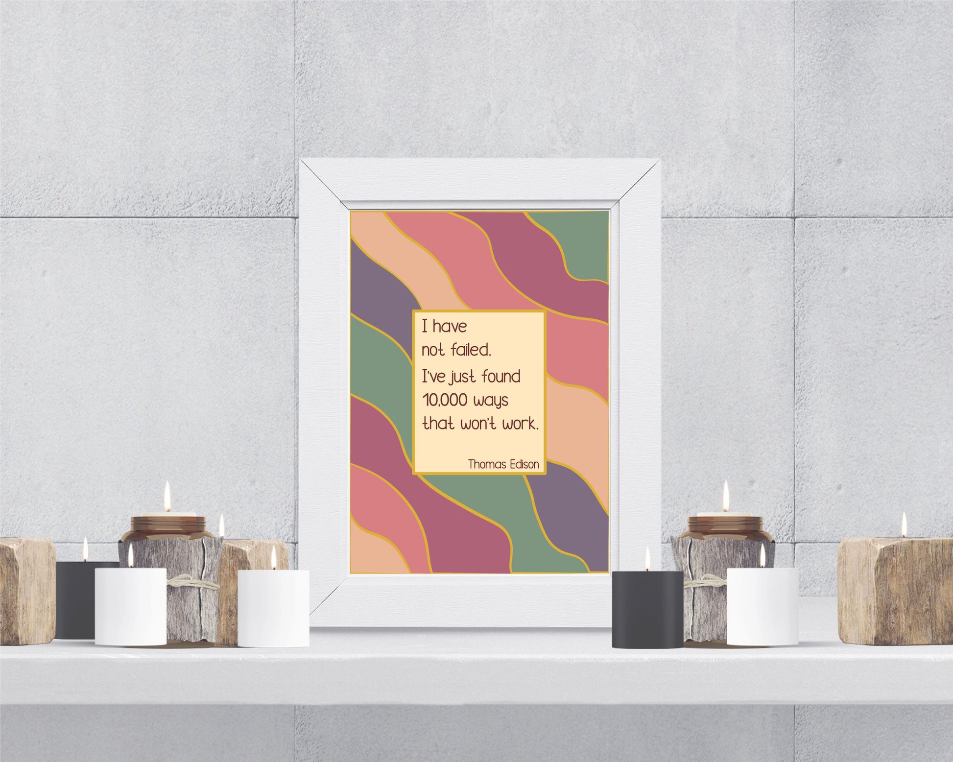 Thomas Edison inspirational wall art | A5 quote print for home office