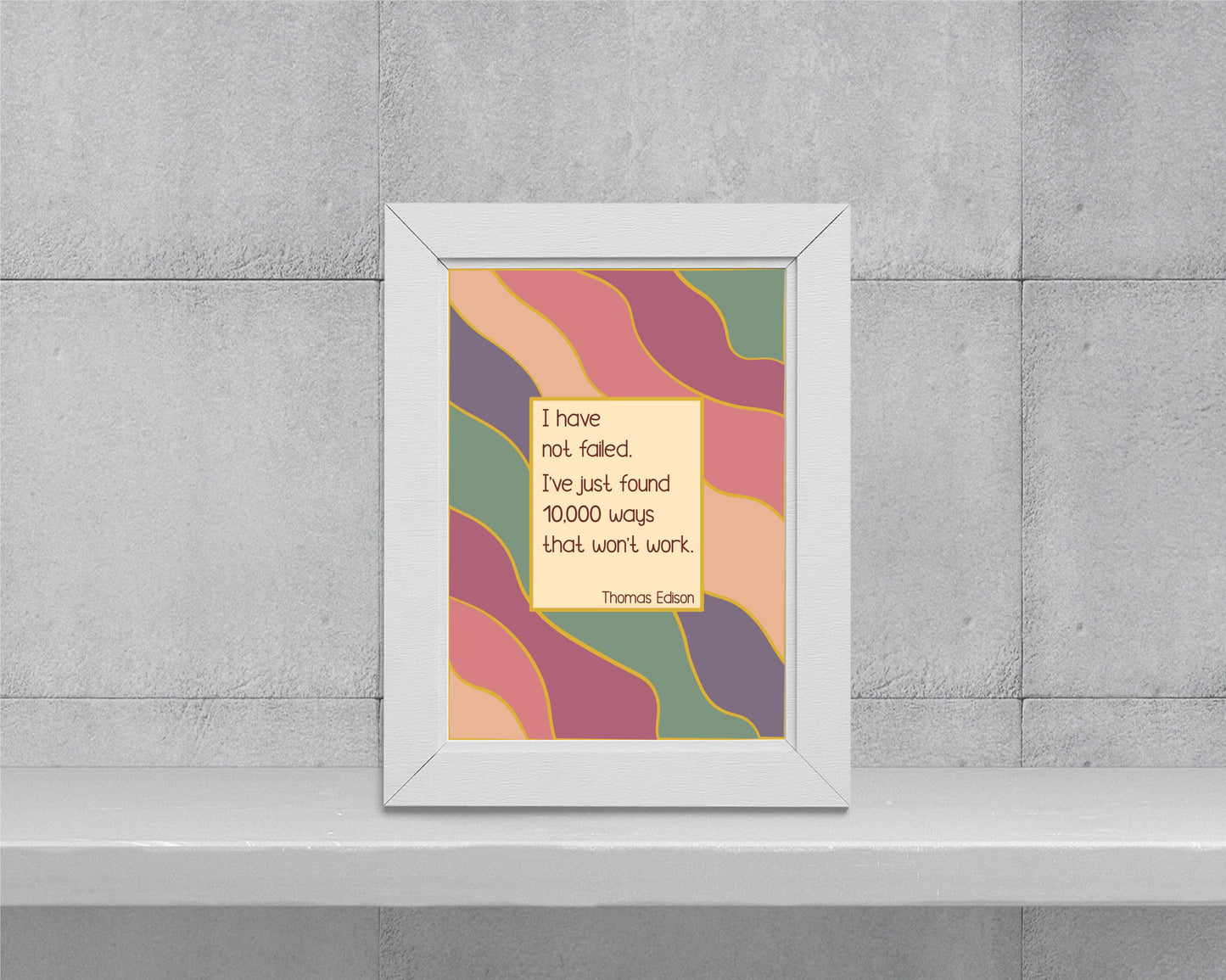 Thomas Edison inspirational wall art | A5 quote print for home office