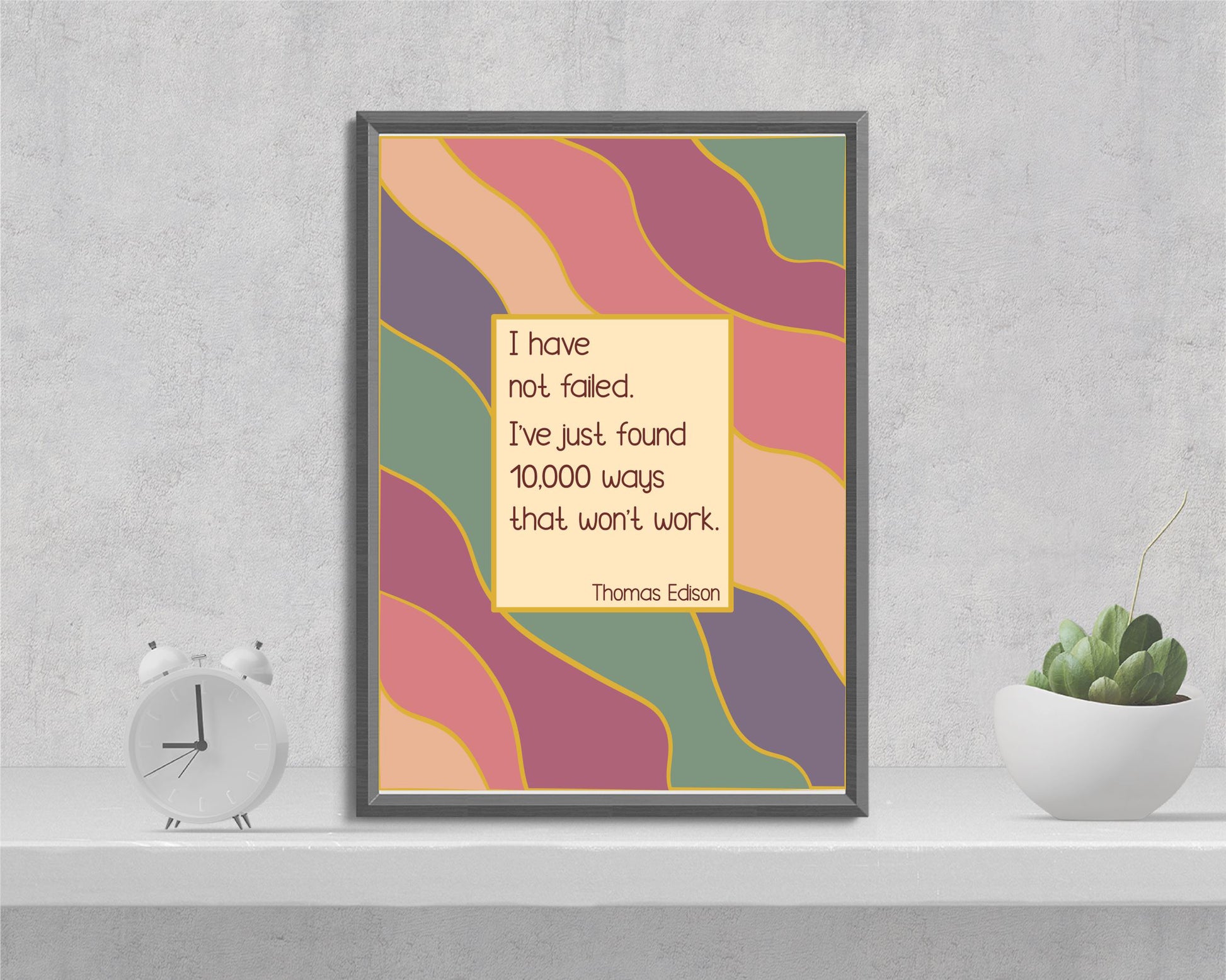 Thomas Edison inspirational wall art | A5 quote print for home office