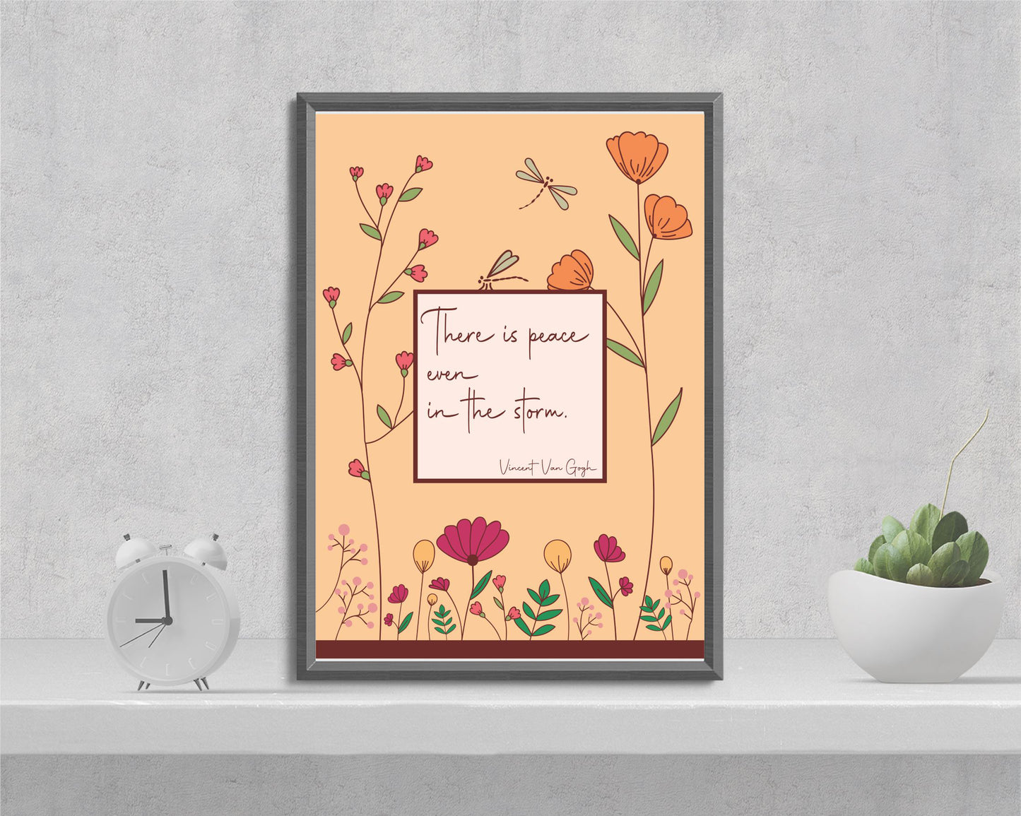 Vincent Van Gogh inspirational floral wall art | A5 quote print for home office